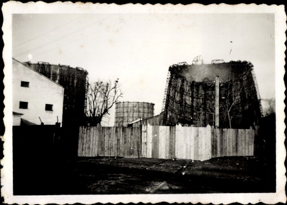 Photo Warszawa Warsaw Poland, burning granaries, war damage, II WW