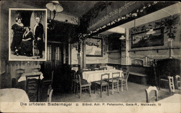 Ak Gera in Thüringen, Die urfidelen Miedermayer, Ständ. Adr. P. Petersohn, Moltkestraße 15
