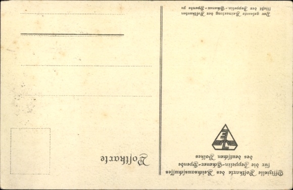 Artist Postcard Amtsberg, Otto, Zeppelin Eckener donation, waving man, airship