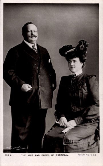 Ak The King and Queen of Portugal, Portrait
