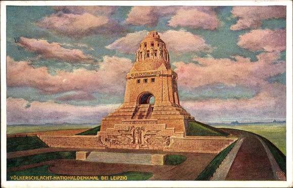 Ak Südvorstadt Leipzig in Sachsen, Völkerschlacht-Nationaldenkmal, Monument,  Darstellung