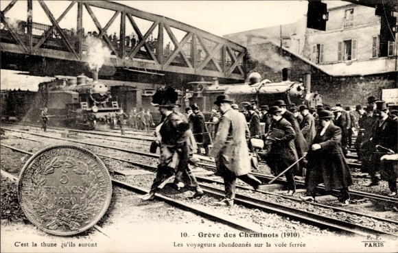 PC Greve des Cheminots 1910, Les voyages abandonnes sur la vole ferree, railway strike