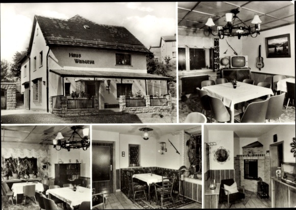 Postcard Schweina Bad Liebenstein in the Thuringian Forest, Haus Walburga, photos of interiors, guest rooms,