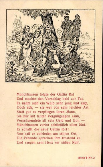17 old artist poem PC Baron von Münchhausen, various motifs