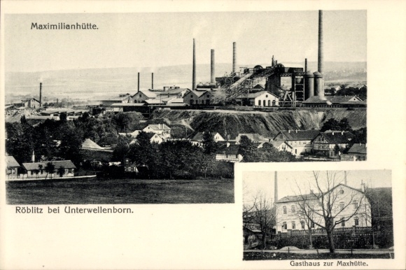 Postcard Röblitz Unterwellenborn in Thuringia, Maximilianhütte, Röblitz, Gasthaus zur Maxhütte
