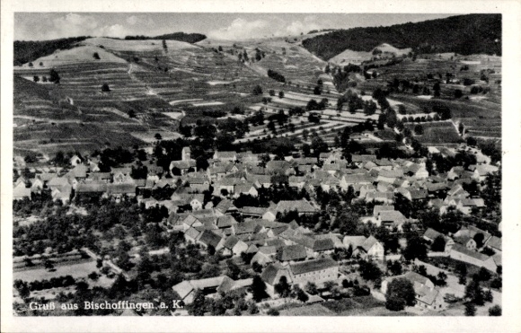 Postcard Bischoffingen Vogtsburg im Kaiserstuhl, aerial photograph