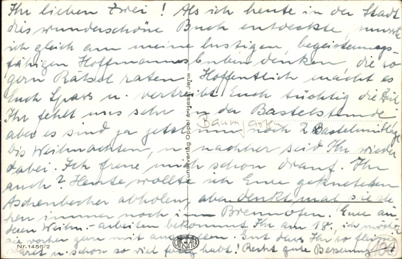 Artist Postcard Baumgarten, Fritz, Where is your ache, dwarf, birds