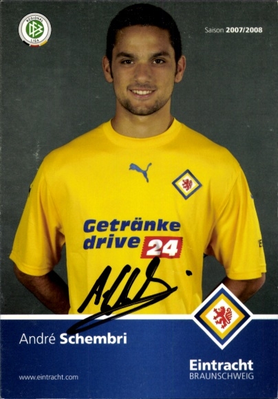 Autograph card footballer André Schembri, Eintracht Braunschweig, autograph