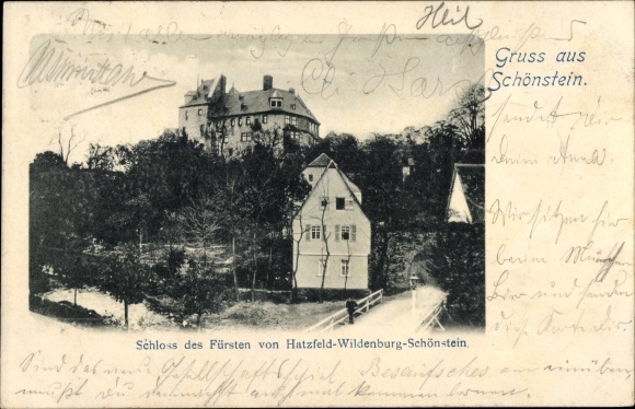 Ak Schönstein Wissen an der Sieg, Schloss des Fürsten von Hatzfeld Wildenburg Schönstein