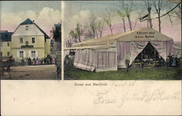 Ak Mertloch in Rheinland Pfalz, Konzert Zelt, Gasthaus