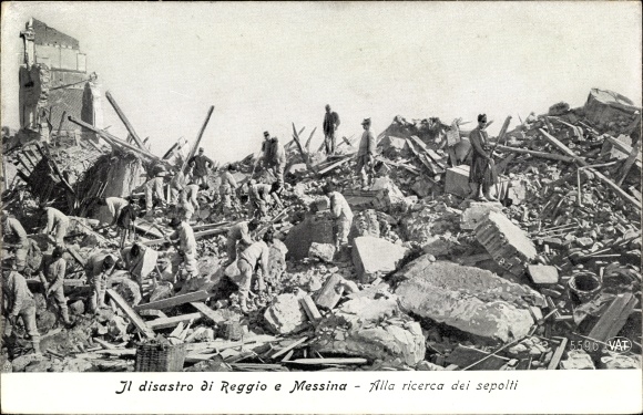 Ak Messina Sicilia Sizilien, Erdbeben 1908, Trümmer, Zerstörungen