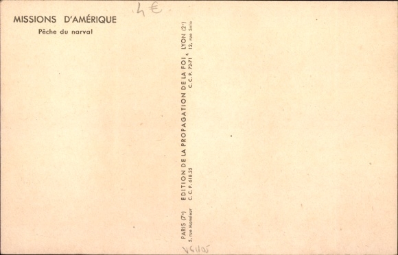 Postcard North America, Peche du narval, Fischer, Narwal, Missions d&#39;Amerique