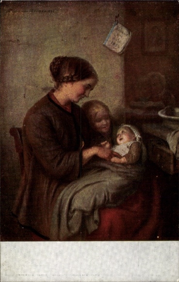 Artist Postcard Patriotic Women's Aid Association Hamburg, mother with infant
