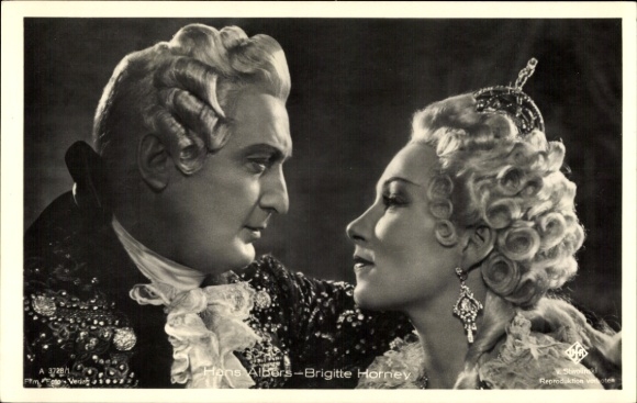 Postcard actor Hans Albers, actress Brigitte Horney, portrait, A 3728/1