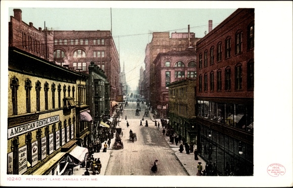 Briefkaart Kansas City Missouri de VS, Petticoat Lane
