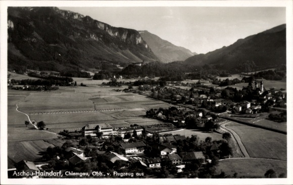 Postcard Aschau im Chiemgau Upper Bavaria, aerial photograph