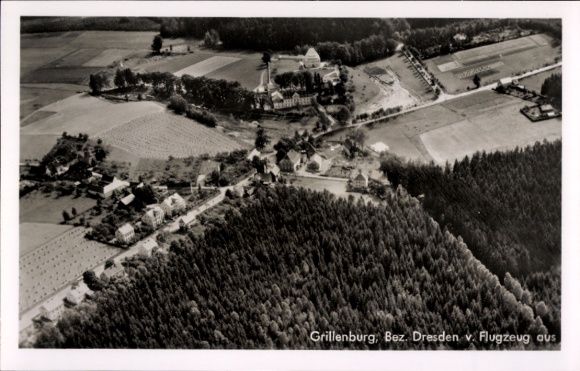 Postcard Grillenburg Tharandt Saxony, aerial photograph, Grillenburg Inn