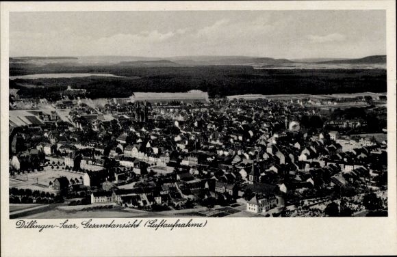 Postcard Dillingen Saarland, aerial photograph