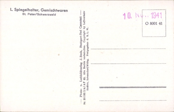 Postcard St. Peter im Schwarzwald, aerial photograph