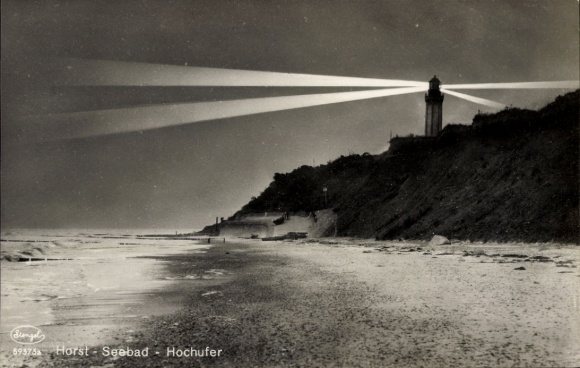 Postcard Niechorze Ostseebad Horst Pomerania, high bank, lighthouse