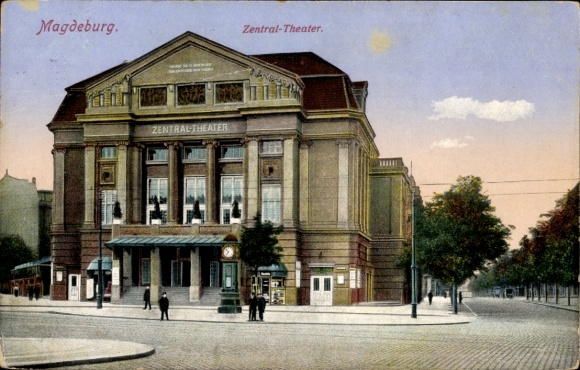 Postcard Magdeburg an der Elbe, Central Theater