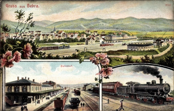 PC Bebra on the Fulda in Hesse, train station, track view, panorama, locomotive, steam locomotive
