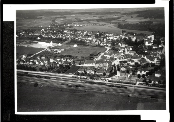 Postcard Aulendorf in Württemberg, railway, train station, Gasthaus zum Adler