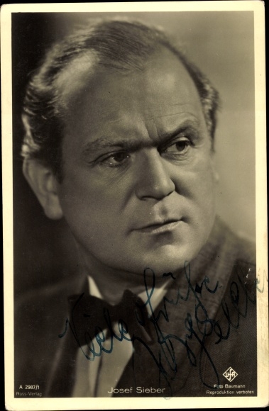 Postcard actor Josef Sieber, portrait, Ufa Film, Ross Verlag A 2987 1