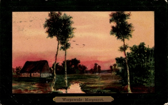 Artist Postcard Worpswede in Lower Saxony, Morgenrot