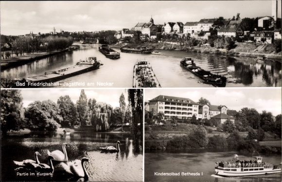 Postcard Jagstfeld Bad Friedrichshall Baden Württemberg, Panorama, Kurpark, children&#39;s pool Bethesda I