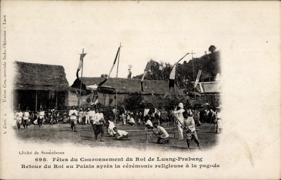 Ak Laos, Krönung des Königs von Luang Prabang, Rückkehr zum Palast