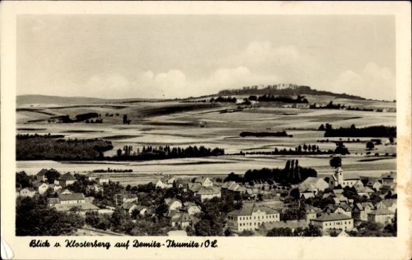 Ak Demitz Thumitz, Blick auf den Ort vom Klosterberg gesehen 