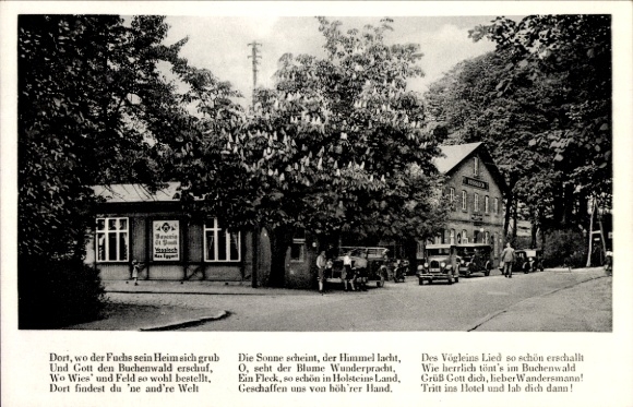 Ak Vossloch Bokholt Hanredder in Sleeswijk Holstein, Hotel Grüner Wald, gedicht