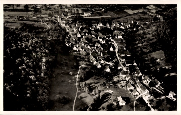 Postcard Iptingen Wiernsheim in Württemberg, aerial photograph