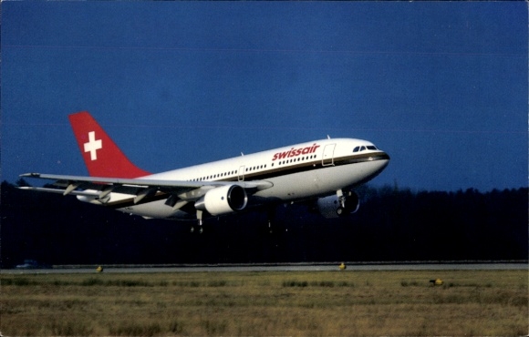Postcard Swiss passenger aircraft, Swissair, Airbus A310 Europe