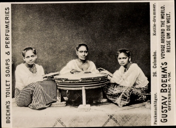 Photo Colombo Ceylon Sri Lanka, drummer, advertising Boehm's Toilet Soap