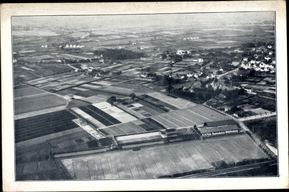 Ansichtkaart Halstenbek Sleeswijk-Holstein, bosboomkwekerijbedrijf HH Pein, luchtfoto van Zeppelin