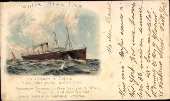 Litho White Star Line, Dampfer Cedric Celtic