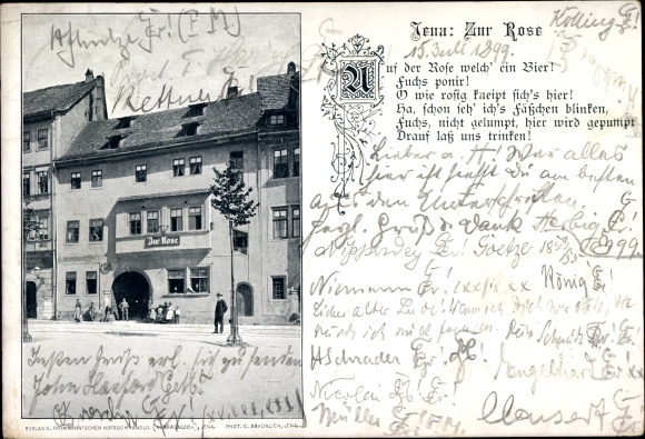 PC Jena in Thuringia, Gasthof zur Rose, street view, poem