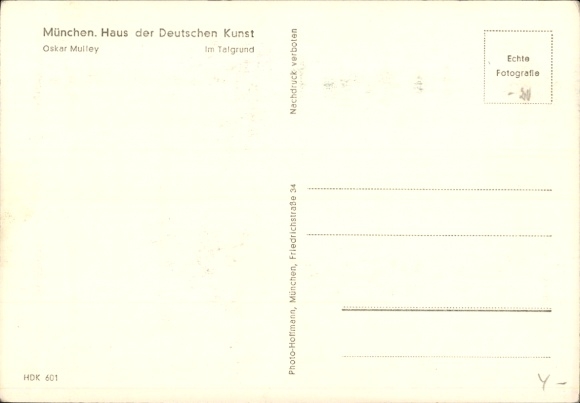 Artist Postcard Mulley, Oskar, HDK 601, In the valley floor, building with rock wall