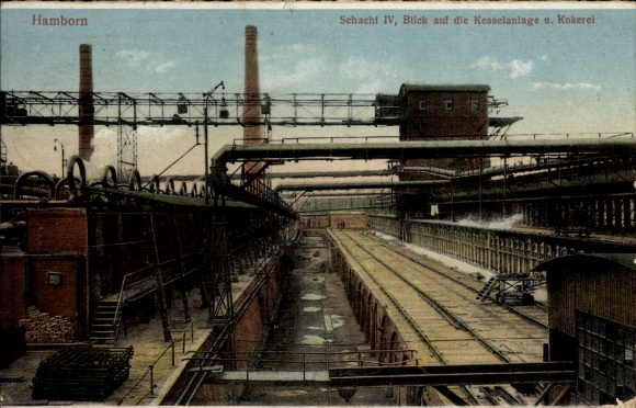 Ak Hamborn Duisburg im Ruhrgebiet, Schacht IV, Kesselanlagen und Kokerei