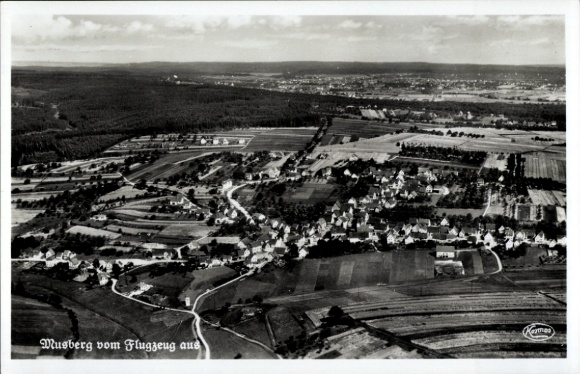 Postcard Musberg Leinfelden Echterdingen on the Fildern, aerial photograph