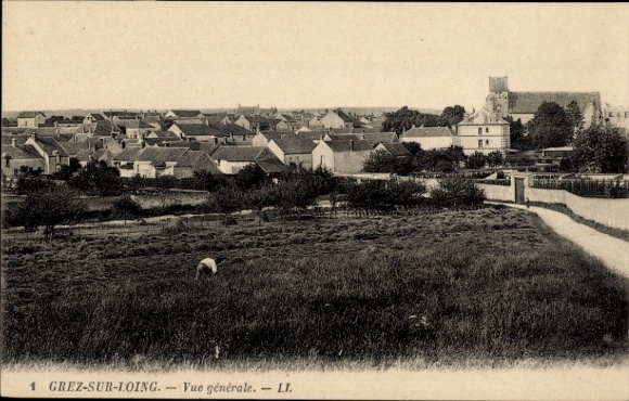 Ak Grez sur Loing Seine-et-Marne, Vue generale