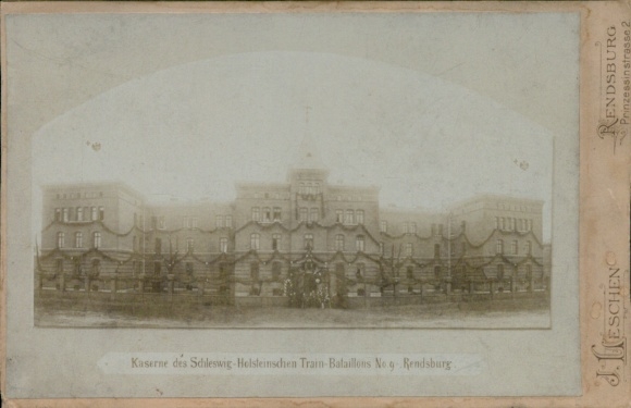 Cabinet Photo Rendsburg, Barracks Schleswig-Holstein Train Battalion No.9, Festive Decorations for the Kaiser's Birthday 1898