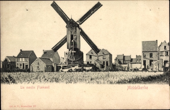 Postcard Middelkerke West Flanders, a Flemish mill