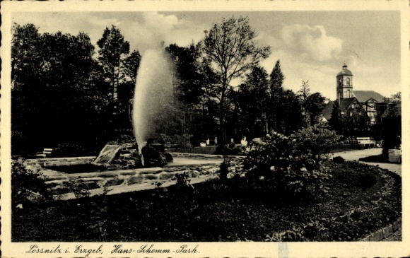 Postcard Lössnitz Lößnitz in the Erzgebirge, Hans Schemm Park