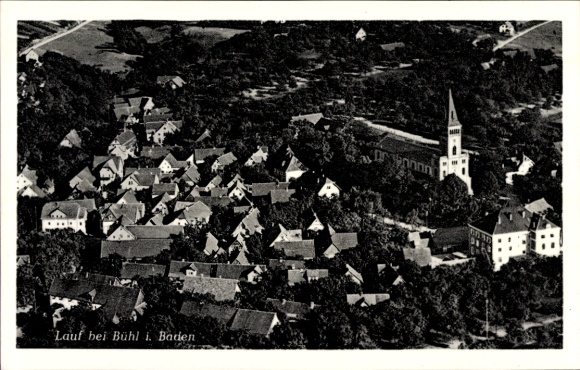 Postcard Lauf near Bühl in Baden, aerial photograph of the town and surroundings