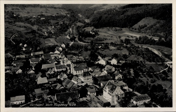 Postcard Gurtweil Waldshut Tiengen am Hochrhein, aerial photograph