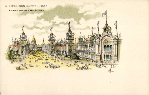 Litho Paris, Weltausstellung 1900, Esplanade des Invalides