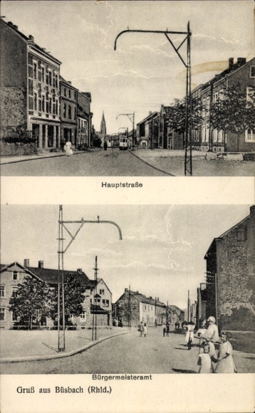 Postcard Büsbach Stolberg in the Rhineland, Main Street, Mayor's Office